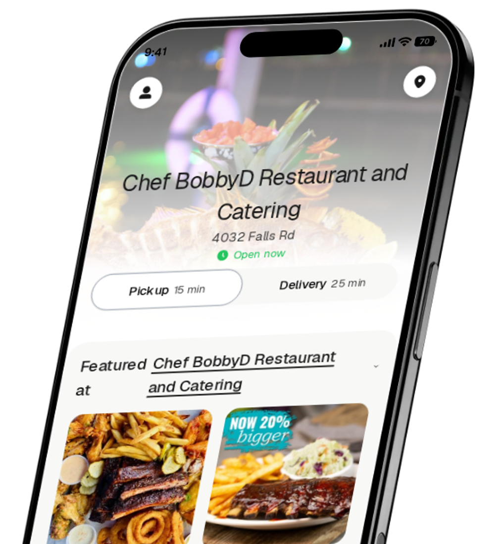 Chef BobbyD Restaurant and Catering app preview